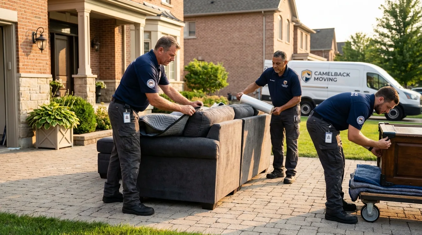 Large estate moving crew wrapping furniture in Surry, VA